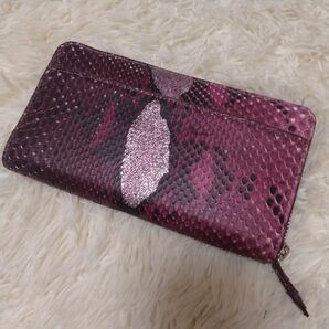 ダイヤモンドパイソン 長財布 ボルドー