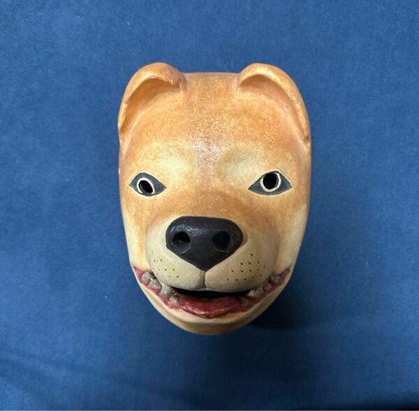 能面 木彫り (犬)