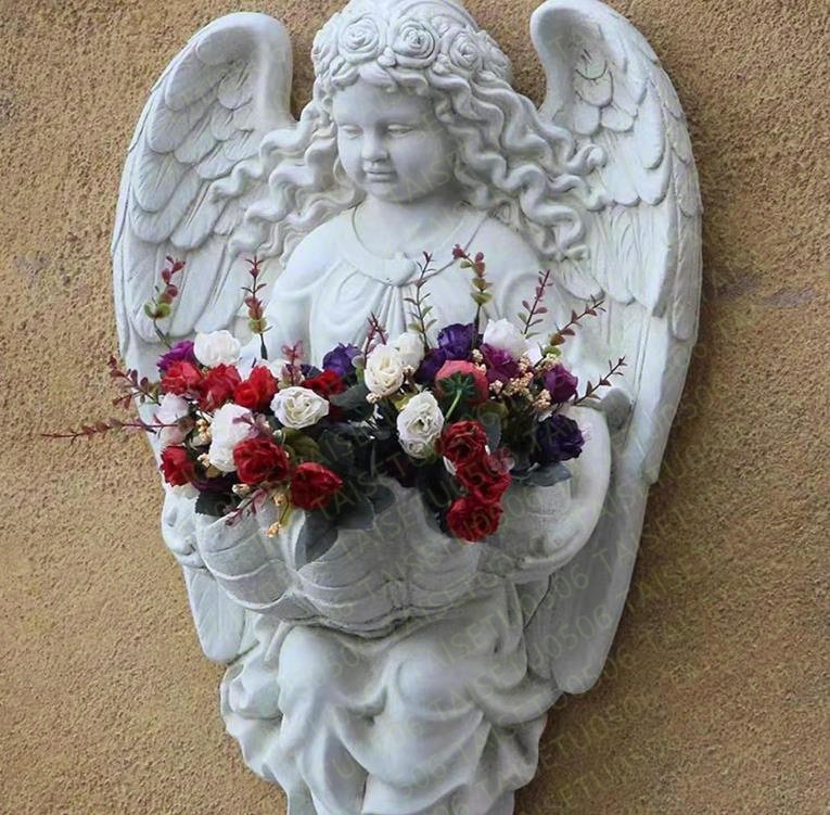 Super popular! Angel wall hanging, wall decoration, wall decor, Western sculpture, statue, relief, object, accessory case, interior, miscellaneous goods, resin, handmade, Interior accessories, ornament, Western style