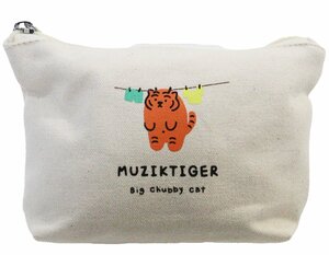 ムジークタイガー ポーチ 小物入れ コットン MUZIK TIGER レディース キッズ★アイボリー新品【メール便発送（全国一律 220円 税込）】