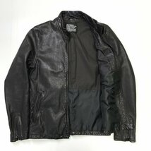 【メンズ S 定価3.8万円】ナノユニバース ベジタブルタンニン スタンド ゴートレザージャケット ブラック 黒 シングルライダース ヤギ革_画像5