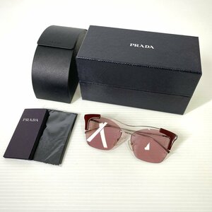 【美品 正規品】PRADA プラダ SPR 21U A88-239 サングラス レッド バーガンディ ボタニカル フレームレス