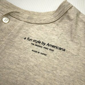 Americana アメリカーナ バックヘンリーネックTシャツ ベージュ テールカット 半袖 カットソー レディース トップス ビッグシルエットの画像4