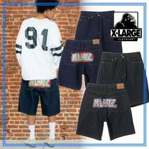 デニム ジーンズ XLARGE POLYGON LOGO DENIM SHORT PANTS Lサイズ相当_画像4