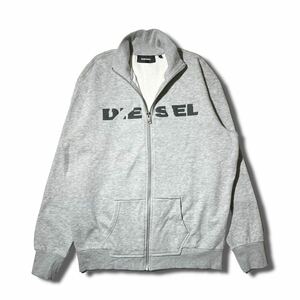 良品 現行 DIESEL ロゴ ジップアップ スウェット シャツ ジャケット トレーナー ジップ グレー L 大きいサイズ ディーゼル