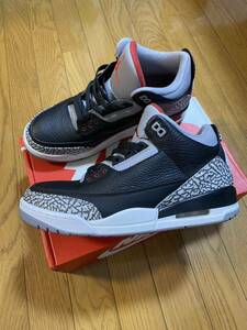 美USED！NIKE AIR JORDAN 3 RETRO OG BLACK CEMENT US10 28.0cm ナイキ　エアジョーダン　3 レトロ　OG　ブラックセメント