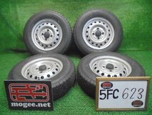 5FC623 BB8)) 送料無料 未使用品 2023年製 145R12 6PR LT ダンロップ ENASAVE VAN01 夏タイヤ+ダイハツ純正 スチールホイール4本セット_画像1