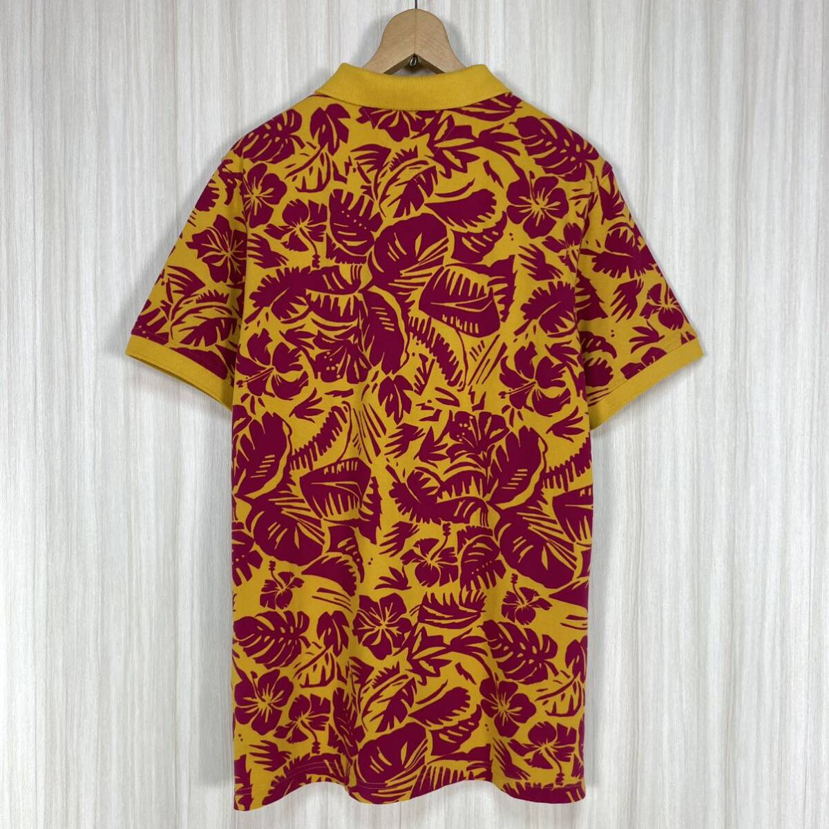 ☆希少☆トミーヒルフィガー 刺繍フラッグロゴ アロハ ハイビスカス 総柄プリント 半袖ポロシャツ XL マスタードイエロー アメカジ 古着 ☆希少☆トミーヒルフィガー 刺繍フラッグロゴ アロハ ハイビスカス 総柄プリント 半袖ポロシャツ XL マスタードイエロー アメカジ 古着