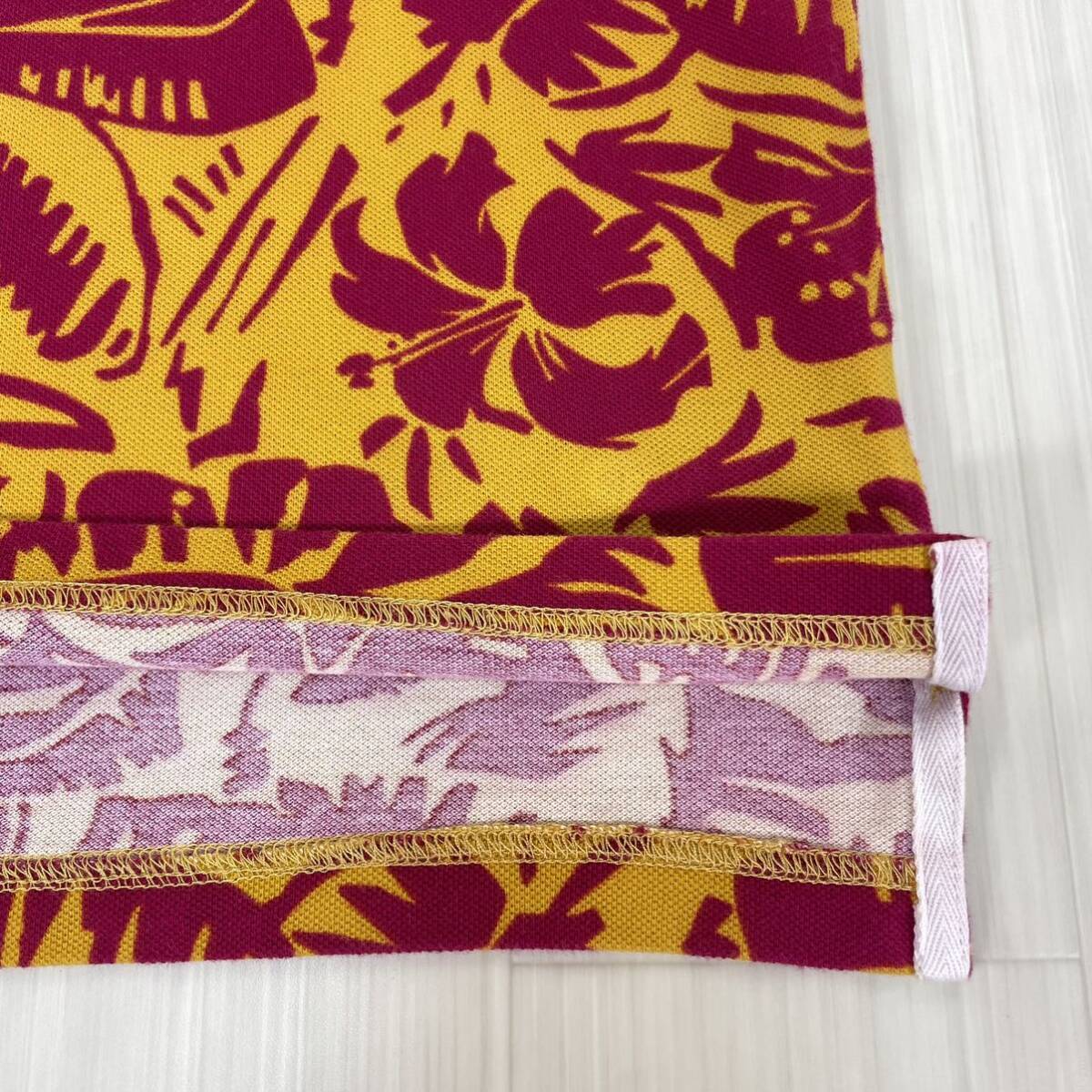 ☆希少☆トミーヒルフィガー 刺繍フラッグロゴ アロハ ハイビスカス 総柄プリント 半袖ポロシャツ XL マスタードイエロー アメカジ 古着 ☆希少☆トミーヒルフィガー 刺繍フラッグロゴ アロハ ハイビスカス 総柄プリント 半袖ポロシャツ XL マスタードイエロー アメカジ 古着