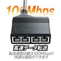 RJ45ネットワークスプリッター 1入力4出力 4台同時接続可 RJ45LAN分配器 USB給電 LAN中継コネクタ延長 100Mbps高速転送 LP-RJ1001_画像3