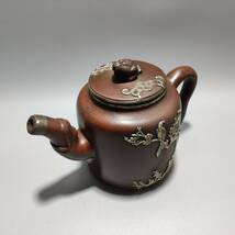 3_VY4518 【惠】SG紫砂壺 茶壺 急須【銀の壺です】 煎茶道具 紫砂 工芸品 陶芸 磁器 置物 收藏品 時代物 中国美術 _画像6