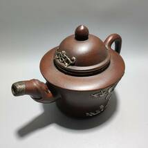 3_VY4519 【惠】SG紫砂壺 茶壺 急須【銀の壺です】 煎茶道具 紫砂 工芸品 陶芸 磁器 置物 收藏品 時代物 中国美術 _画像2