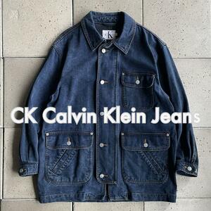 【Calvin Klein Jeans カルバンクライン】デニム カバーオール ジャケット M インディゴ