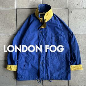 古着 90s【LONDON FOG ロンドンフォグ】スタンドカラー カラー ジャケット 42 ブルー イエロー