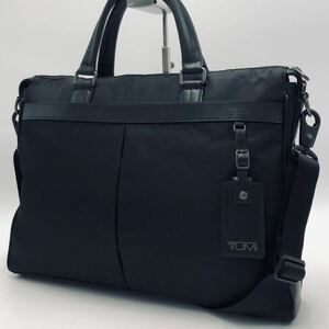 1円~[極美品] TUMI トゥミ 2way イーストン スリム トップ ジップ ブリーフ メンズ ビジネスバッグ 斜め掛け A4/PC収納可 レザー 通勤 黒