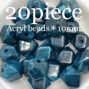 IGR【 アクリルビーズ ポリゴン グリーン 20piece 10mm 】多角形 イミテーション 素材 材料 ハンドメイド パーツ アクセサリー 大量 まとめ