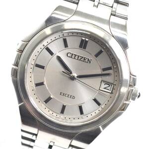 Y 1円スタート CITIZEN シチズン EXCEED エクシード 腕時計 A690-T001246 クォーツ シルバーカラー デイト 稼働品