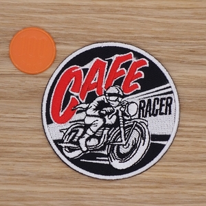 【Ｍサイズ】アイロンワッペン NO.1049 カフェレーサー ＣＡＦＥＲＡＣＥＲバイク オートバイ ハーレー ライダー アップリケ 【郵便定形】