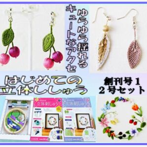 初心者の方にも分かりやすい　はじめての立体ししゅう　刺繍キット　 ハンドメイド ピアス　イヤリング　ハンドメイド　手芸