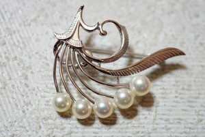 419 ミキモト/MIKIMOTO 本真珠 パール シルバー ブローチ ヴィンテージ アクセサリー SILVER刻印 冠婚葬祭 ブランド アコヤ真珠 装飾品