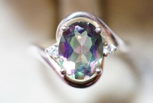 775 ミスティックトパーズ リング 指輪 ヴィンテージ アクセサリー 925刻印 アンティーク 色石 宝石 カラーストーン 装飾品