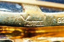 1106 海外製 オニキス ブランド ゴールドカラー ブローチ ヴィンテージ アクセサリー SILVER 925刻印 アンティーク 装飾品_画像3