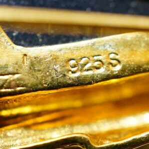 1106 海外製 オニキス ブランド ゴールドカラー ブローチ ヴィンテージ アクセサリー SILVER 925刻印 アンティーク 装飾品の画像4