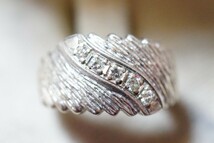 1384 天然ダイヤモンド シルバー リング 指輪 ヴィンテージ アクセサリー SILVER 925刻印 アンティーク 宝石 ダイヤ 装飾品_画像1
