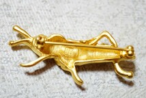 1348 GIVENCHY/ジバンシィ バッタ 昆虫 ブローチ ヴィンテージ ブランド アクセサリー アンティーク ゴールドカラー ラインストーン 装飾品_画像2