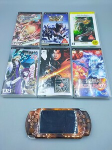 ○PSP PSP-2000 本体+ソフト6本 まとめ 三國無双 モンハン プレイステーション・ポータブル ※本体バッテリー欠品