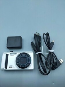 ●CASIO EXILIM EX-ZR300 ハイスピード ホワイト コンパクトデジタルカメラ カシオ エクシリム ※液晶画面左部黄ばみアリ