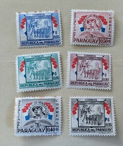 パラグアイ　未使用　切手　６枚　1957年　チャコ戦争の英雄