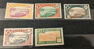 ニジェール　未使用　切手　5枚　ボート　1926年