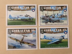 ジブラルタル　未使用　切手　4枚　スピットファイア75年　飛行機　2011年
