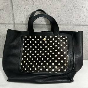 ☆【FURLA/フルラ】ハンドバッグ 水玉 皮 アニマル 黒 トートバッグ レディース