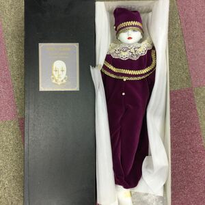 ◎【White Clown/ホワイトクラウン】P-345-A-0021 アンティーク 人形 ドール ピエロ 小人 全長約50cm 箱付き Sankyo サンキョー 置物 