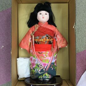* куклы ichimatsu японская кукла девочка кимоно Showa Retro retro античный орнамент общая длина примерно 47cm с коробкой хранение товар Vintage подлинная вещь 