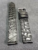 18mm 本物 クロコダイル 時計ベルト　 裏側防水 半艶ブラック genuine crocodile leather._画像2