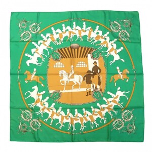 正規品 HERMES エルメス スカーフ カレ90 MANEGE グリーン シルク100％ 本物保証 0323-059