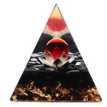 オルゴナイト ピラミッド オブシディアン さざれ 黒曜石 蓮の花 orgonite pyramid 置物 天然石 パワーストーン 浄化 No13_画像2