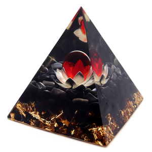 オルゴナイト ピラミッド オブシディアン さざれ 黒曜石 蓮の花 orgonite pyramid 置物 天然石 パワーストーン 浄化 No13