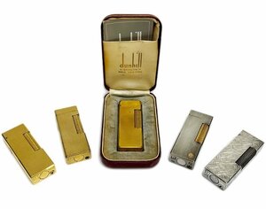 dunhill ダンヒル ローラーガスライター 5個 まとめて ゴールド系 シルバー系 スリム スイス製 喫煙具 喫煙グッズ ヴィンテージ 現状品