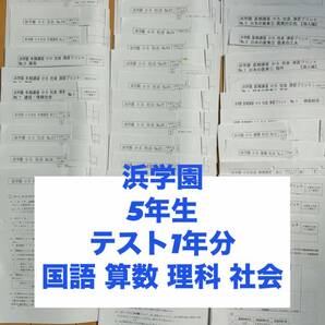 浜学園 小5 算数 国語 理科 社会 復習テスト 実力テスト 春期 夏期 冬期テスト Sクラス Hクラス 1年間分 ４教科まとめて 原紙 解答解説付