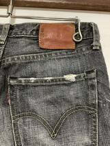 F-1201 Levi's リーバイス 507 ブラックデニムパンツ ブラックジーンズ W29 ユーズド加工 ジーパン _画像3