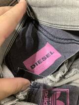 F-1217 adidas DIESEL アディダス ディーゼル コラボ スリムカラージーンズ ADI-SOOZY デニムパンツ W25 レディース ユーズド加工 グレー_画像9