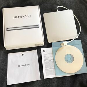 送無料 デッドストック『Apple純正USB外付DVD-RWドライブSuperDrive』実質未使用Winドライバ付(検 アップルDVD±RW(±R DL))領収書可即決有