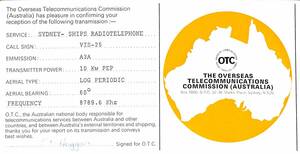 BCL*. отдел * трудно найти * редкий beli карта *VIS-25*OTC*tere com * Австралия *Telecom Australia*1972 год 