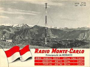 BCL★入手困難★希少ベリカード★ラジオ・モンテカルロ★RADIO MONTE-CARLO★モナコ公国★1961年