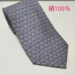 ネクタイ　絹100％　レトロ柄