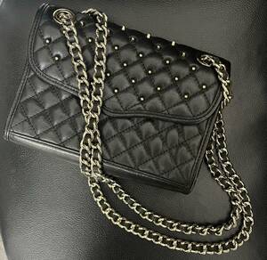 【REBECCA MINKOFF】レベッカミンコフ チェーンショルダーバッグ ブラック 高見え 高見えバッグ ショルダーバッグ レザーバッグ